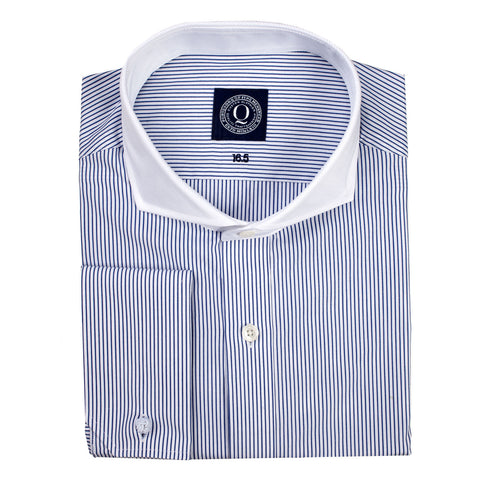 The Chester - Navy Stripe with White Collar