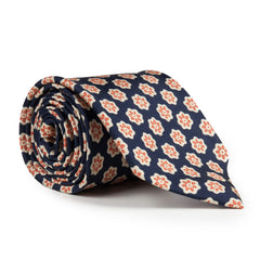 Drake's - Navy & Red Floral Print Silk