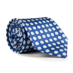 Drake's - Blue Polka Dot Print Silk